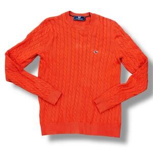 Vineyard Vines Women's Size L XL Orange Cotton Cashmere Cable Knit Sweater
